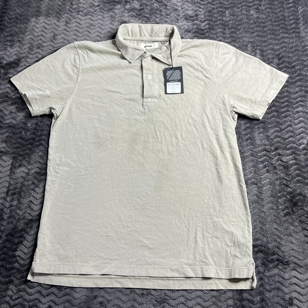 Buck Mason Faded Oregano Venice Wash Suede Cotton Polo size M